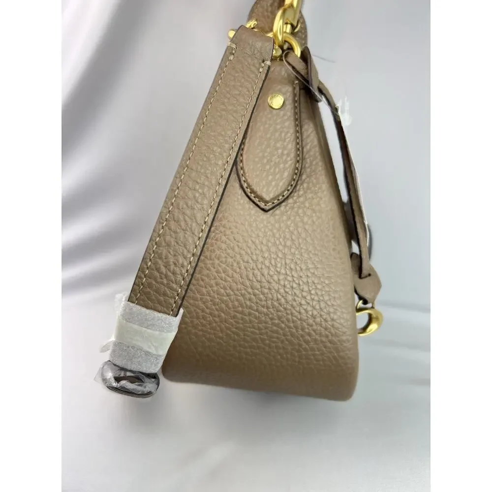 Coach Cary Crossbody Bag Pebbled Finish Dark Stone Gold Hardware Zip Strap CC437